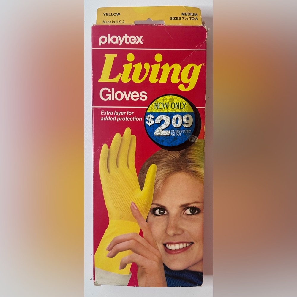 Vintage Playtex Living Gloves Medium Yellow #2